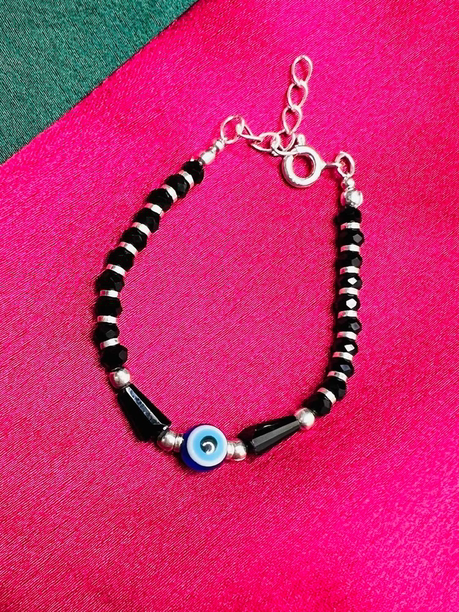 Arte Jewels 925 Sterling Silver Nazariya Evil Eye Bead Bracelet for Baby Girls & Boys