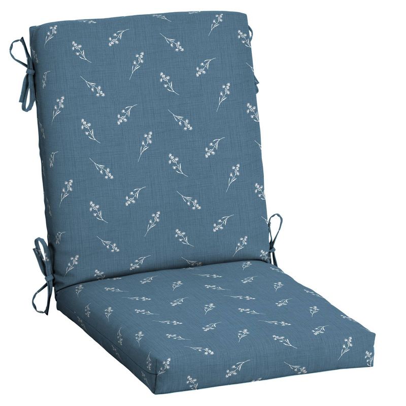 Arden Selections Ditsy Floral Outdoor High Back Dining Chair Cushion Blue