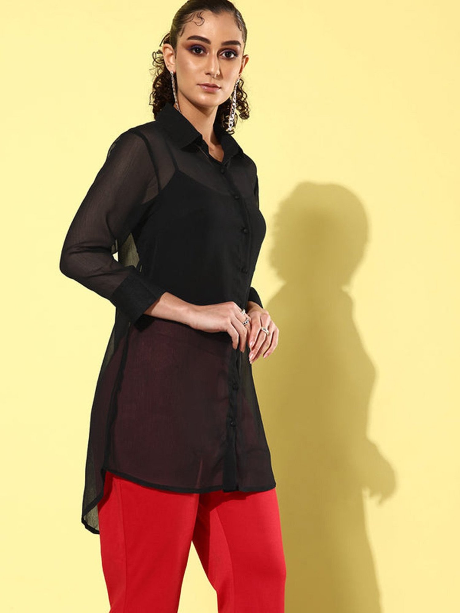 Anvi Be Yourself Black Sheer Shirt