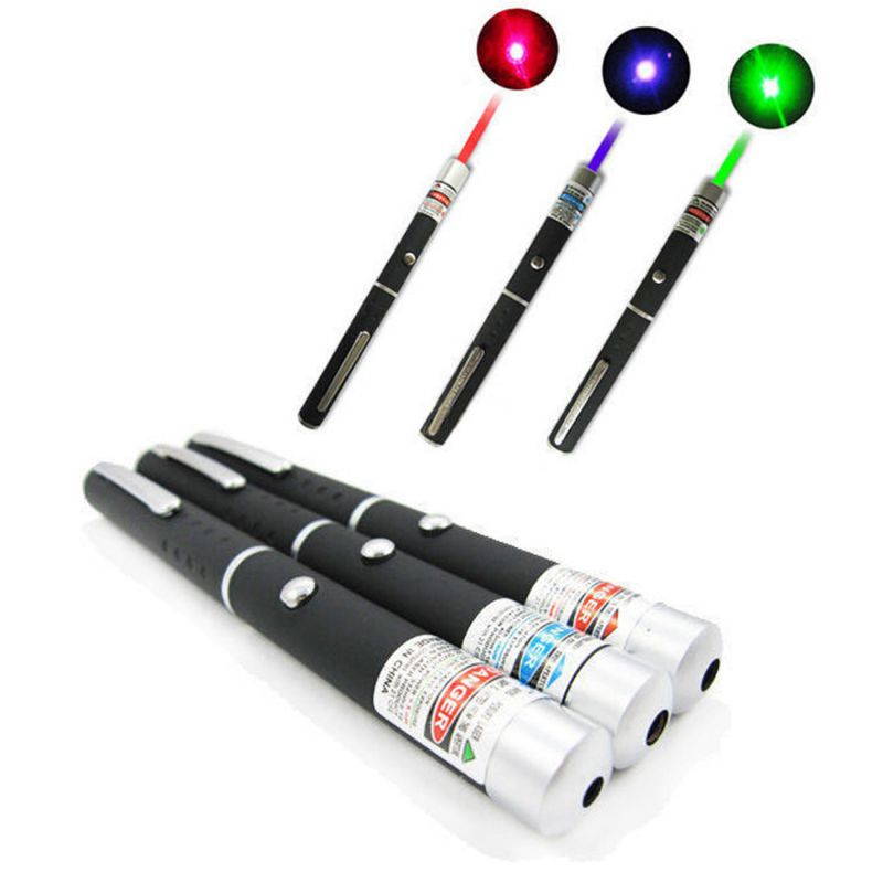 3PC 1MW Red+Green+Blue Purple Laser Pointer Pen 10Miles Visible Beam Light Lazer
