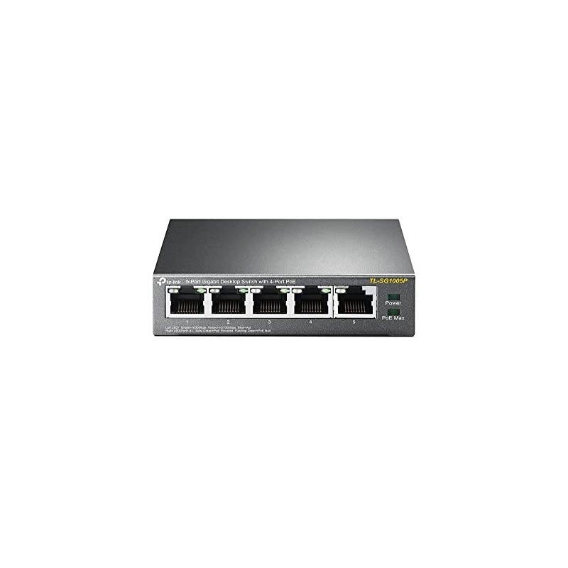 5 Port Gigabit PoE Switch | 4 Port PoE 56W | 8023af Compliant | Shielded Ports | Traffic Optimization | Plug and Play | Sturdy Metal TLSG1005P