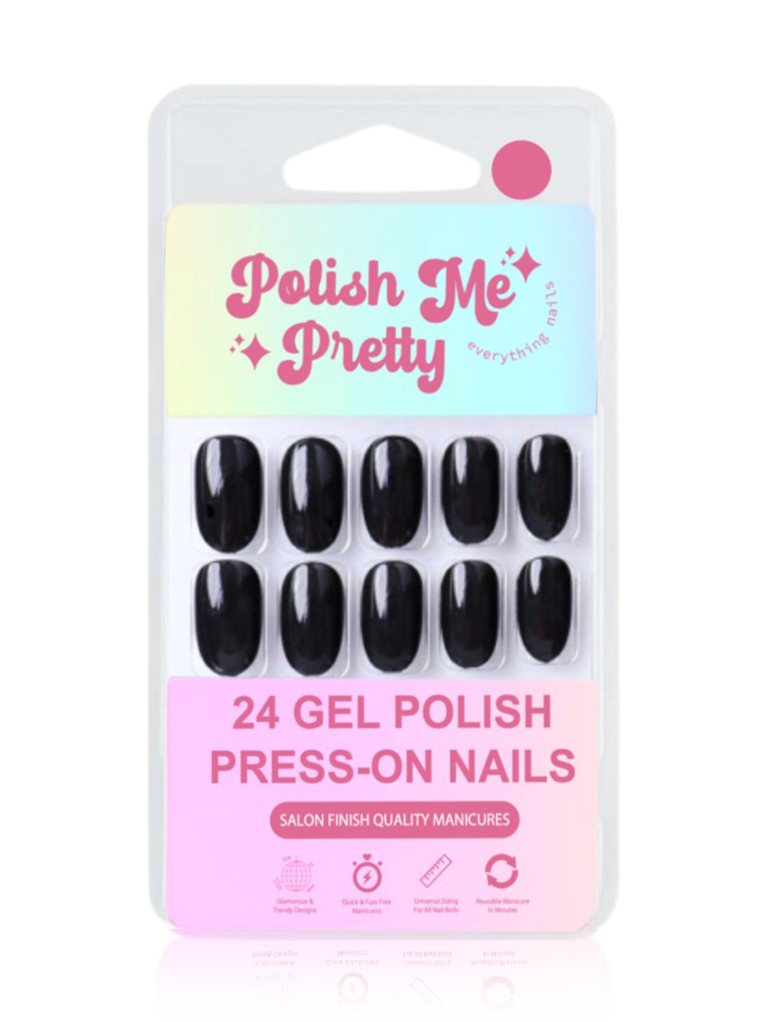 Polish Me Pretty Gel Polish Press-On Nails Charcoal - Set of 24