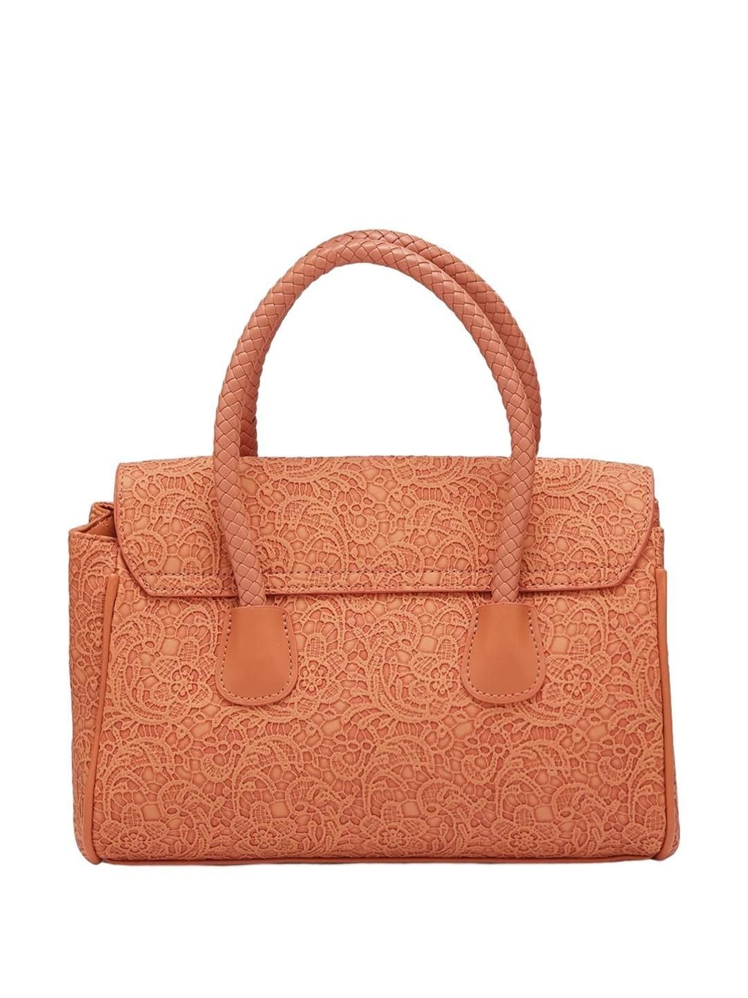 Globus Orange Textured Medium Handbag
