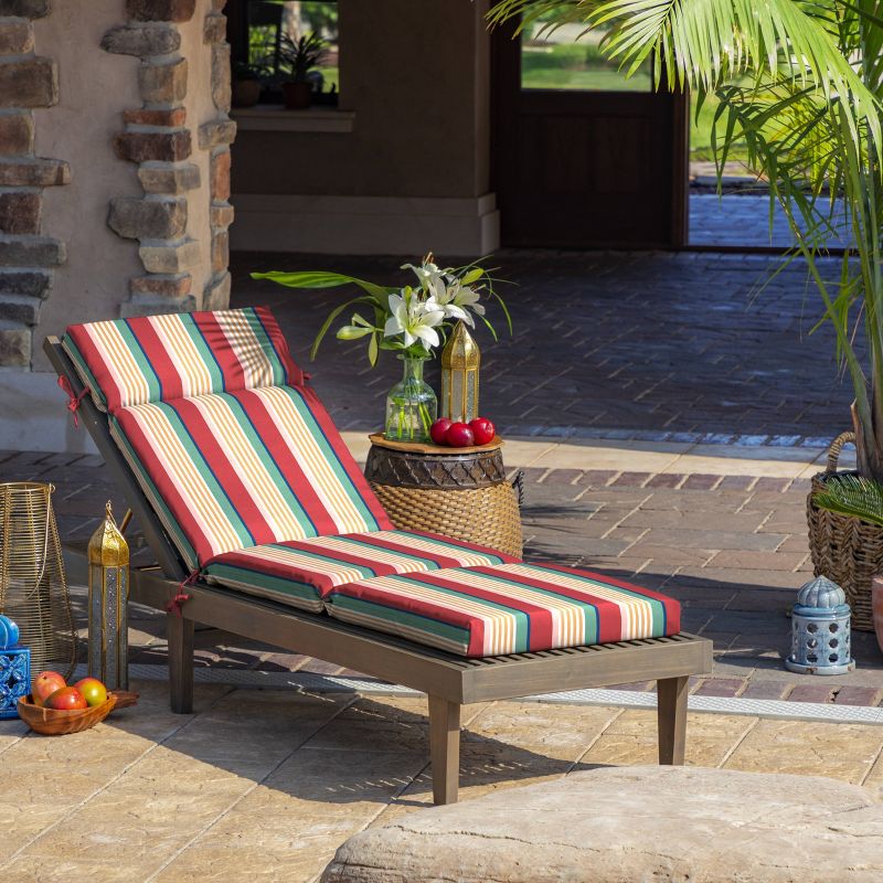 Keeley Stripe Outdoor Chaise Lounge Cushion Red - Arden Selections