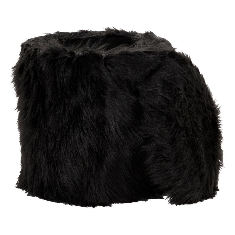 Storage Stool, Faux Fur Black - Olivia & May