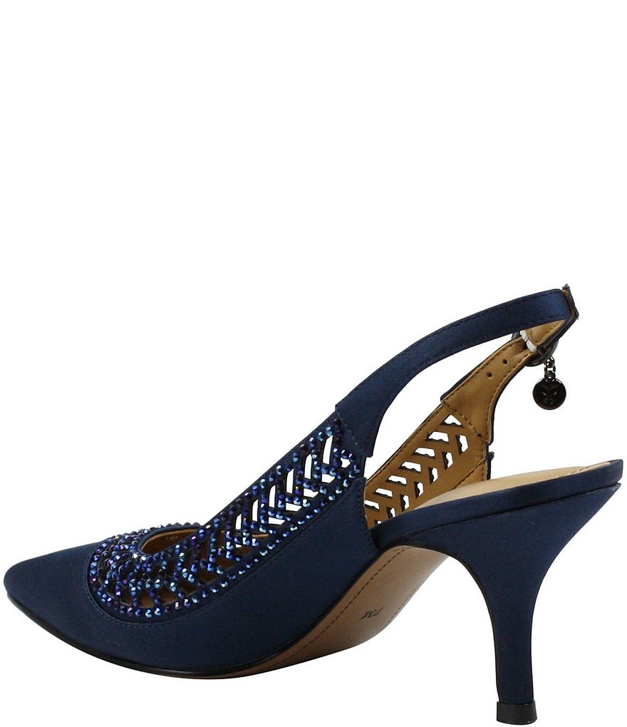 J. Renee Naiara Satin Embellished Slingback Pumps