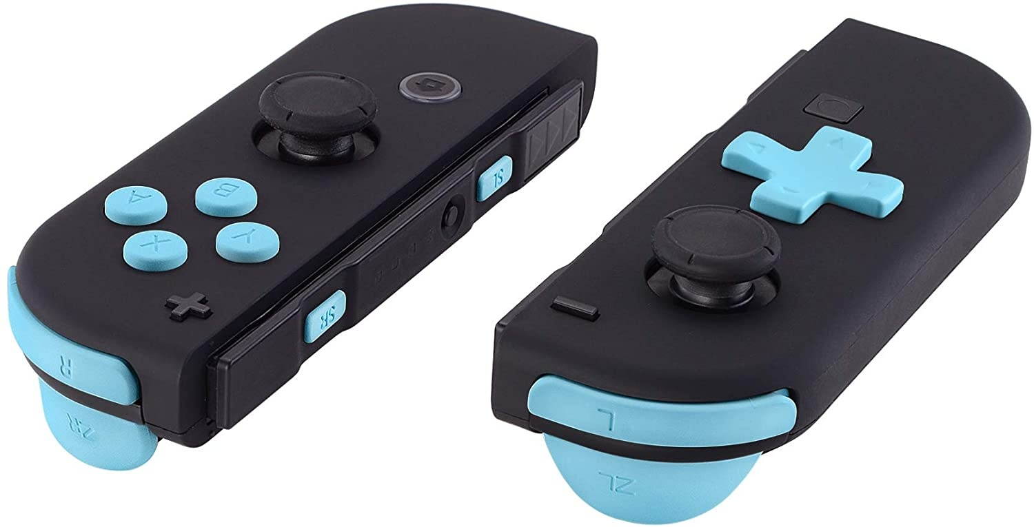 Soft Touch Heaven Blue D-pad ABXY Keys SR SL L R ZR ZL Trigger Buttons Springs, Replacement Full Set Buttons Fix Kits for Nintendo Switch Joycon (D-pad ONLY Fits for eXtremeRate Joycon D-pad Shell)
