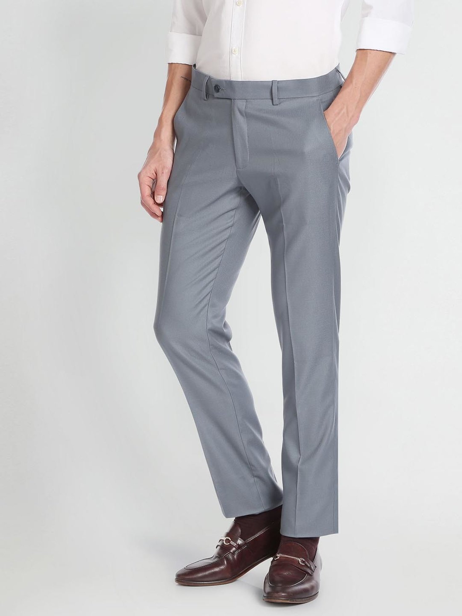 Arrow Light Blue Regular Fit Trousers