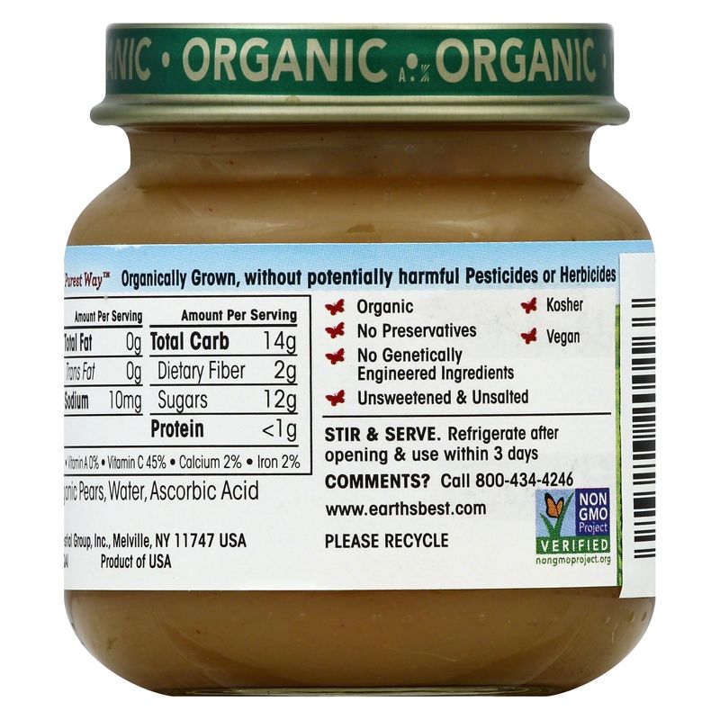 Earth's Best Stage 2 Organic Pears - 4oz