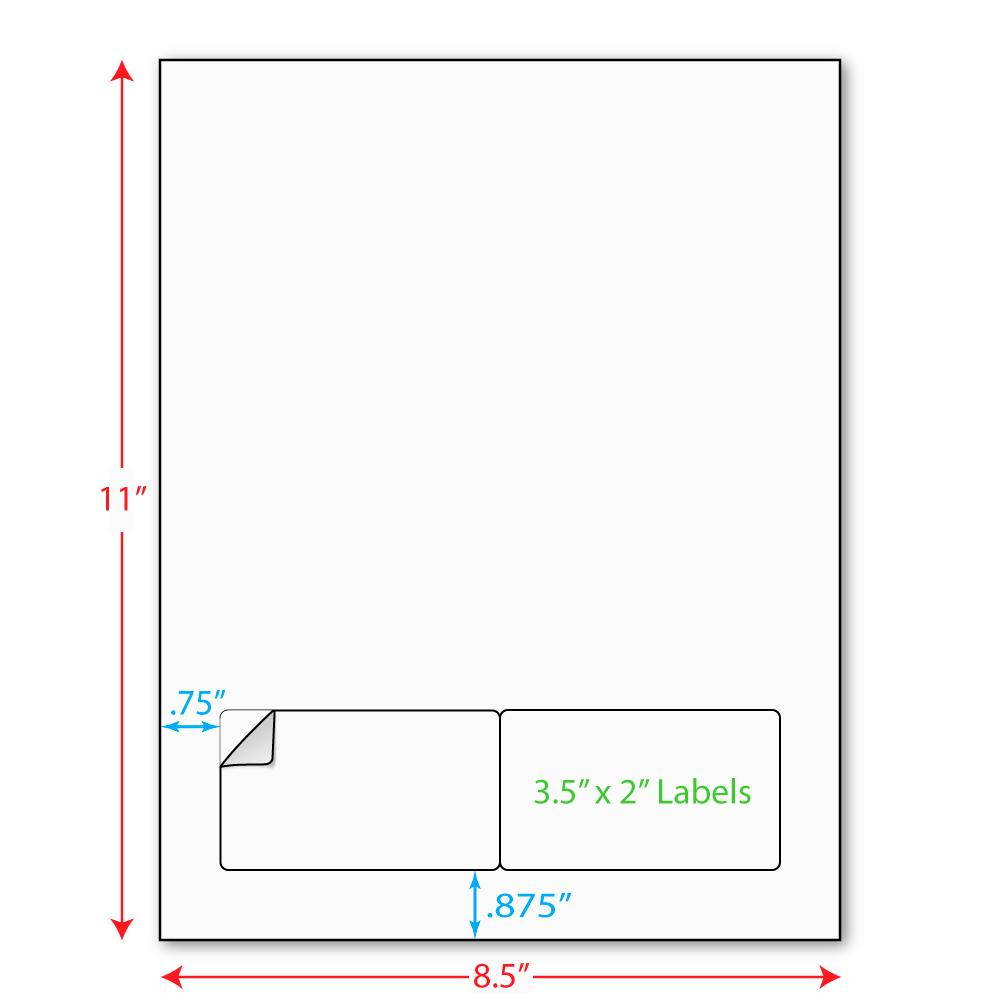 3-1/2" x 2" (3.5" x 2") Integrated Laser Label Form Sheets, 2 Up Labels (Lot of 250)