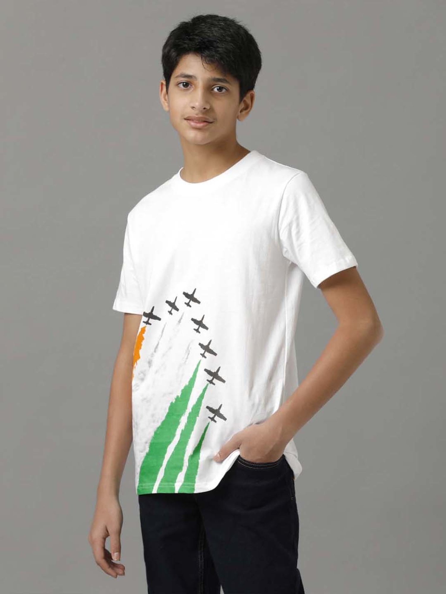 Under Fourteen Only Kids White Cotton Printed T-Shirt