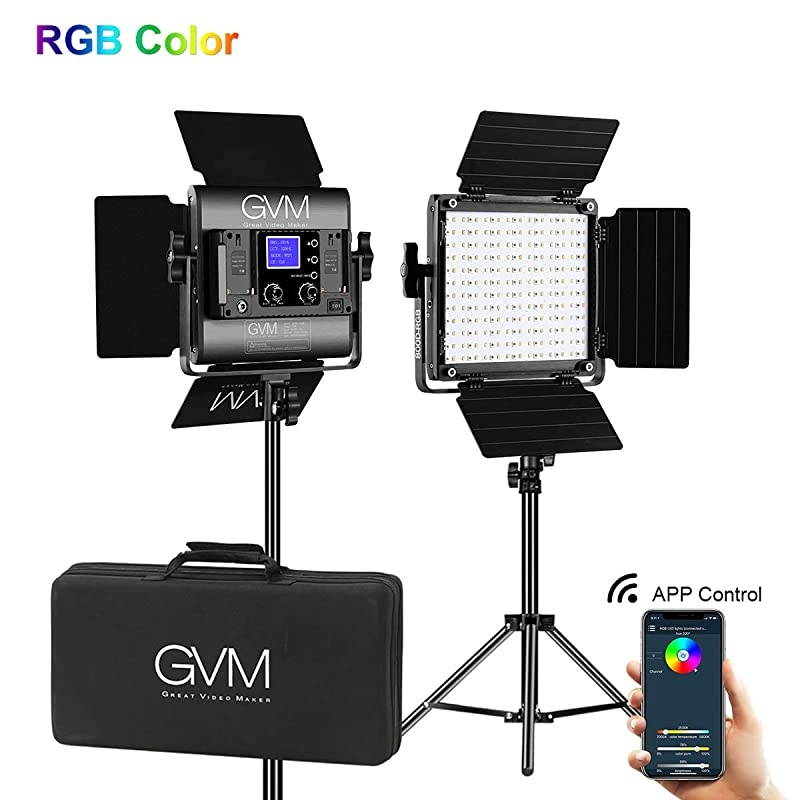 RGB LED Video Light Photography Lighting with APP Control Video Lighting Kit for YouTube Studio 2 Packs Led Panel Light 3200K5600K 8 Kinds of The Scene Lights CRI 97