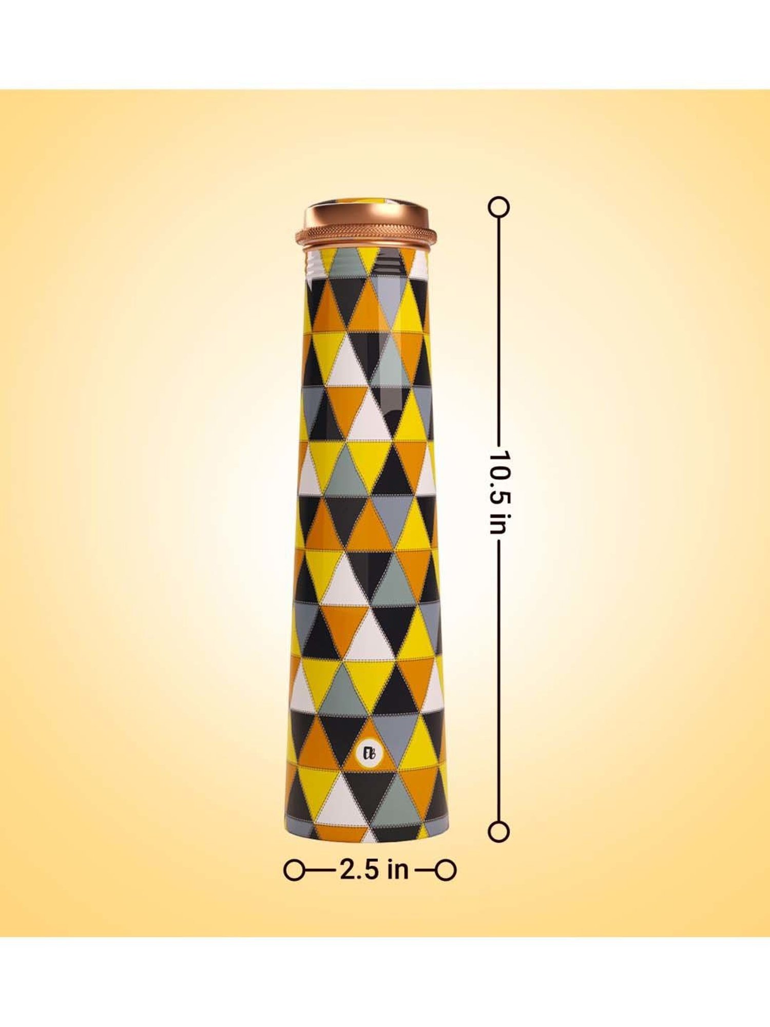 Everything Beautiful Yellow & Black Copper Water Bottle - Slim (0.75 L)