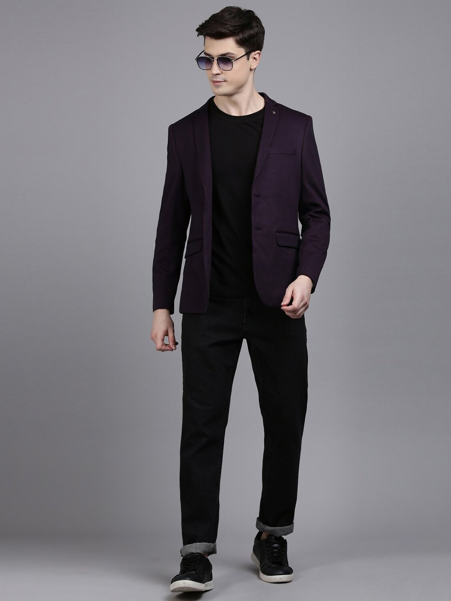 Louis Philippe Light Blue Regular Fit Blazer