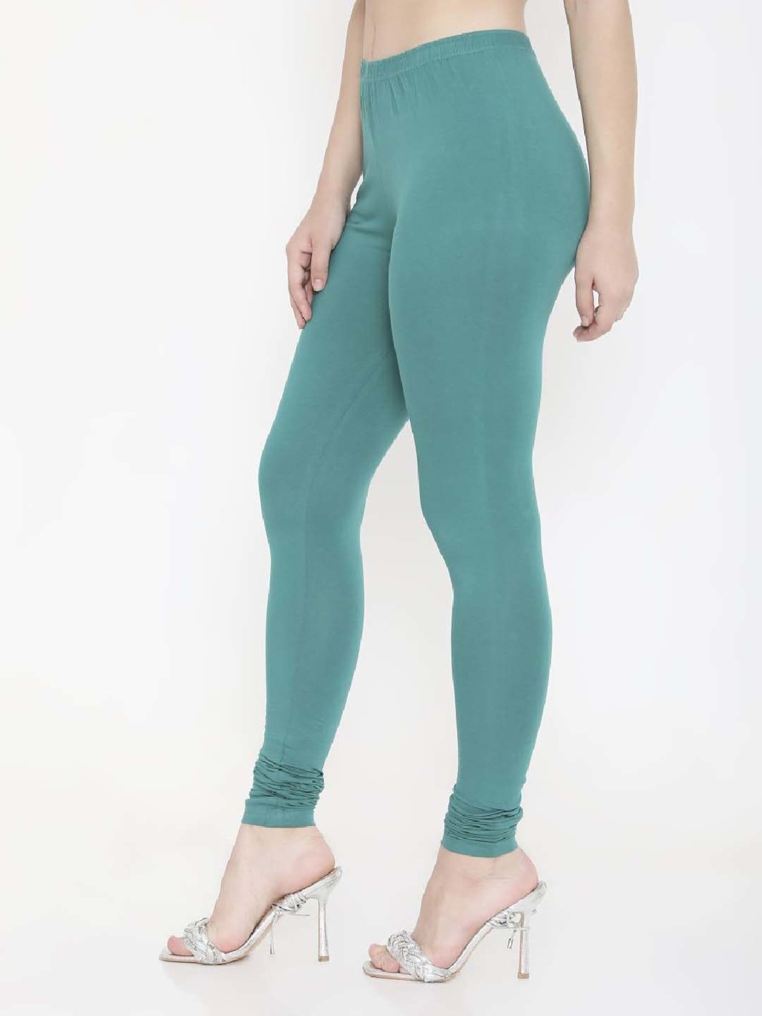 FEELINGS Green Plain Churidar Leggings