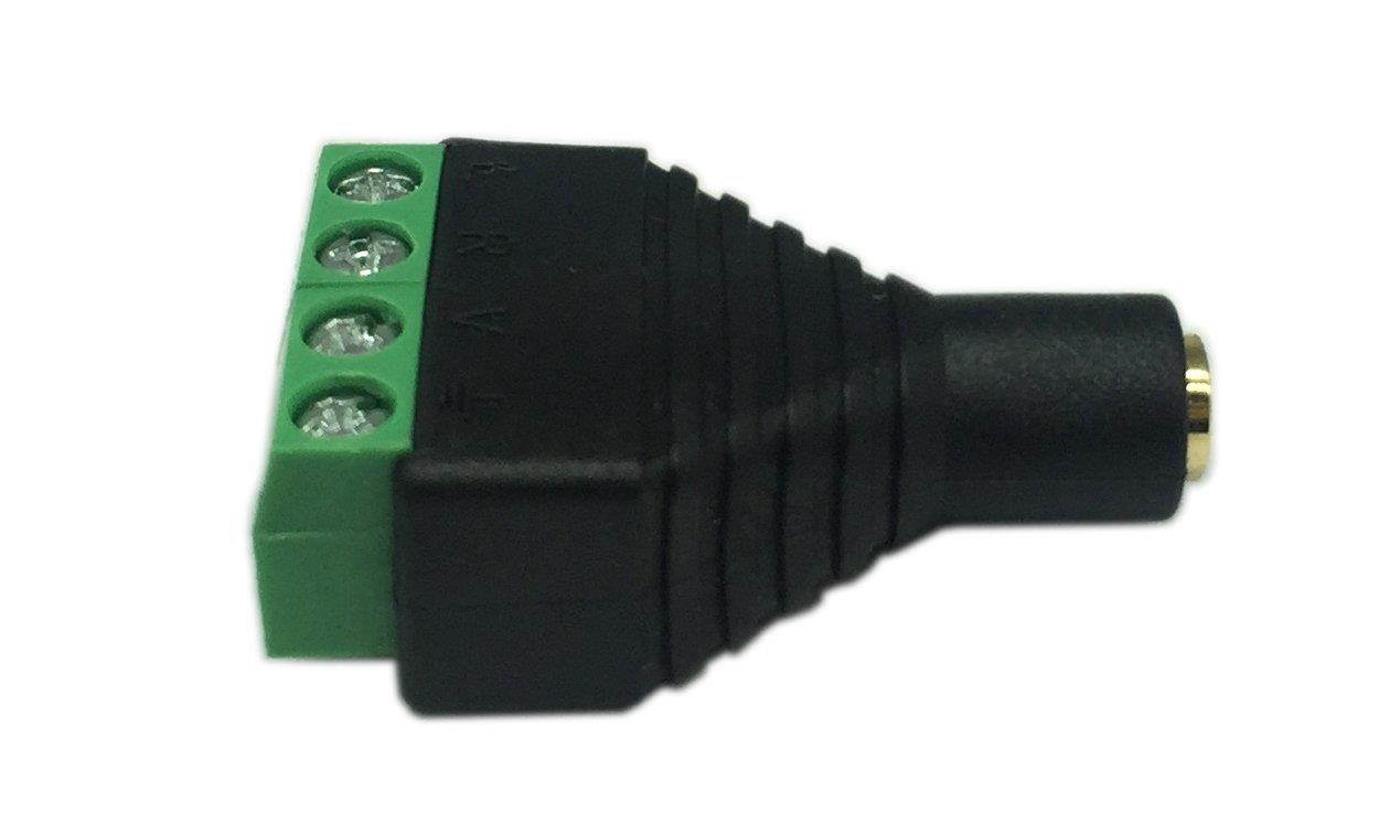 Cerrxian 3.5mm 4 Pole Female Stereo Audio Video to 4 Screw Terminal Female Headphone Balum Converter Adapter (2-Pack)