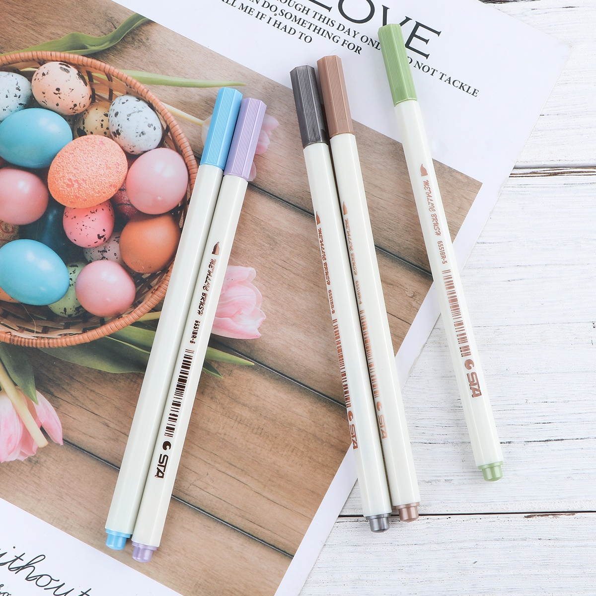 1 Set of 10Pcs Metal Tip Painting Brush Pen Watercolor Painting Brush Color Marker for Students (10 Colors)