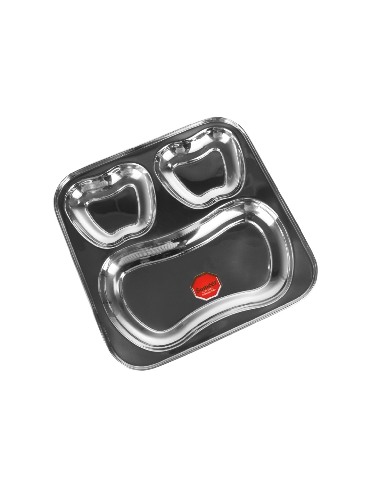 Sumeet Stainless Steel 3 in 1  Pav Bhaji Plate / Compartment Plate 21.5cm Dia