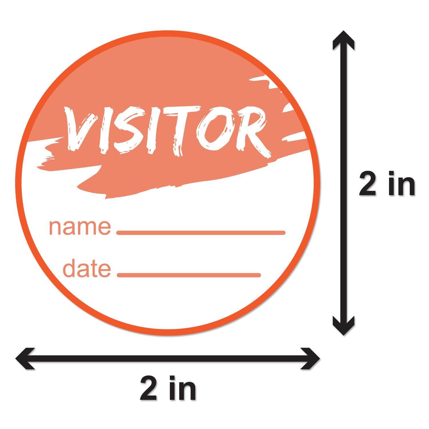 VISITOR 2" Round name / date Name Tag Badge Identification ID Labels Stickers (Orange / 300 labels per roll / 4 rolls)