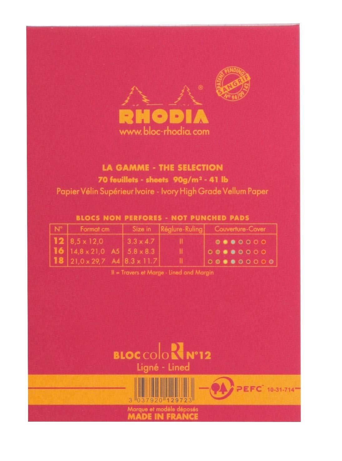 Rhodia ColorR Pad Lined 3.4X4.75 Raspberry