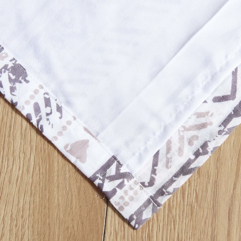 Barefoot Bungalow Denmark Simple Geometric Motifs 4-Piece Window Panel & Tie Back With 3" Rod Pocket - 42X84" Ivory