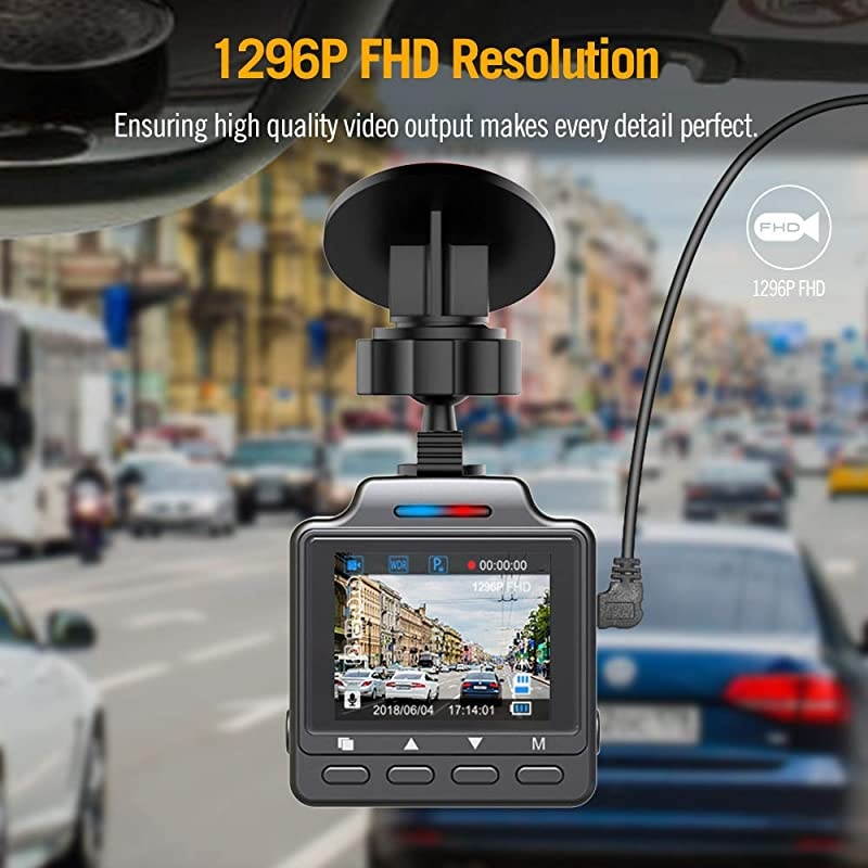 Dash Cam with 32GB SD Card 1296P FHD Mini Car Driving Recorder Vehicle Dashboard Camera GSensor Loop Record WDR Parking Monitor Night Vision