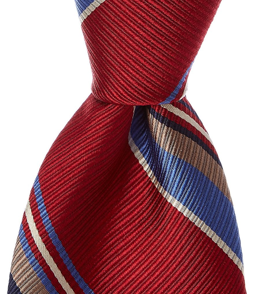 Roundtree & Yorke Trademark Vance Stripe Narrow 3 1/8#double; Silk Tie