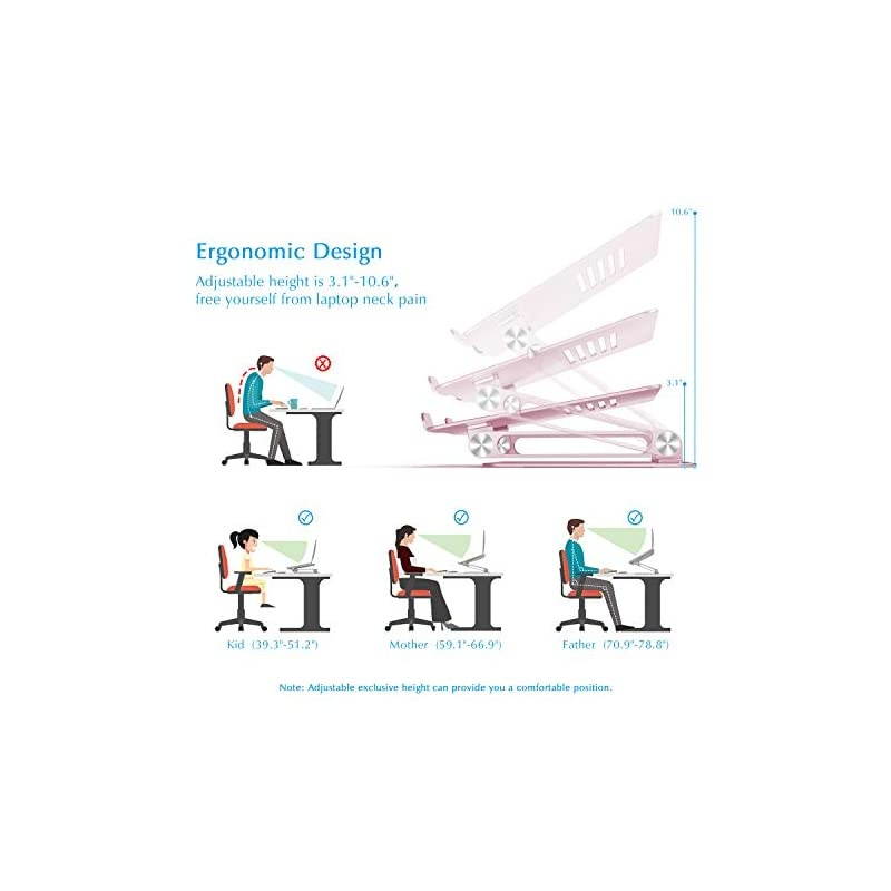 Laptop Stand,  Adjustable Laptop Riser with Slide-Proof Silicone and Protective Hooks, Notebook Stand for Laptop up to 17 Inches, Laptop Holder Compatible for MacBook, Laptop-Space Gray