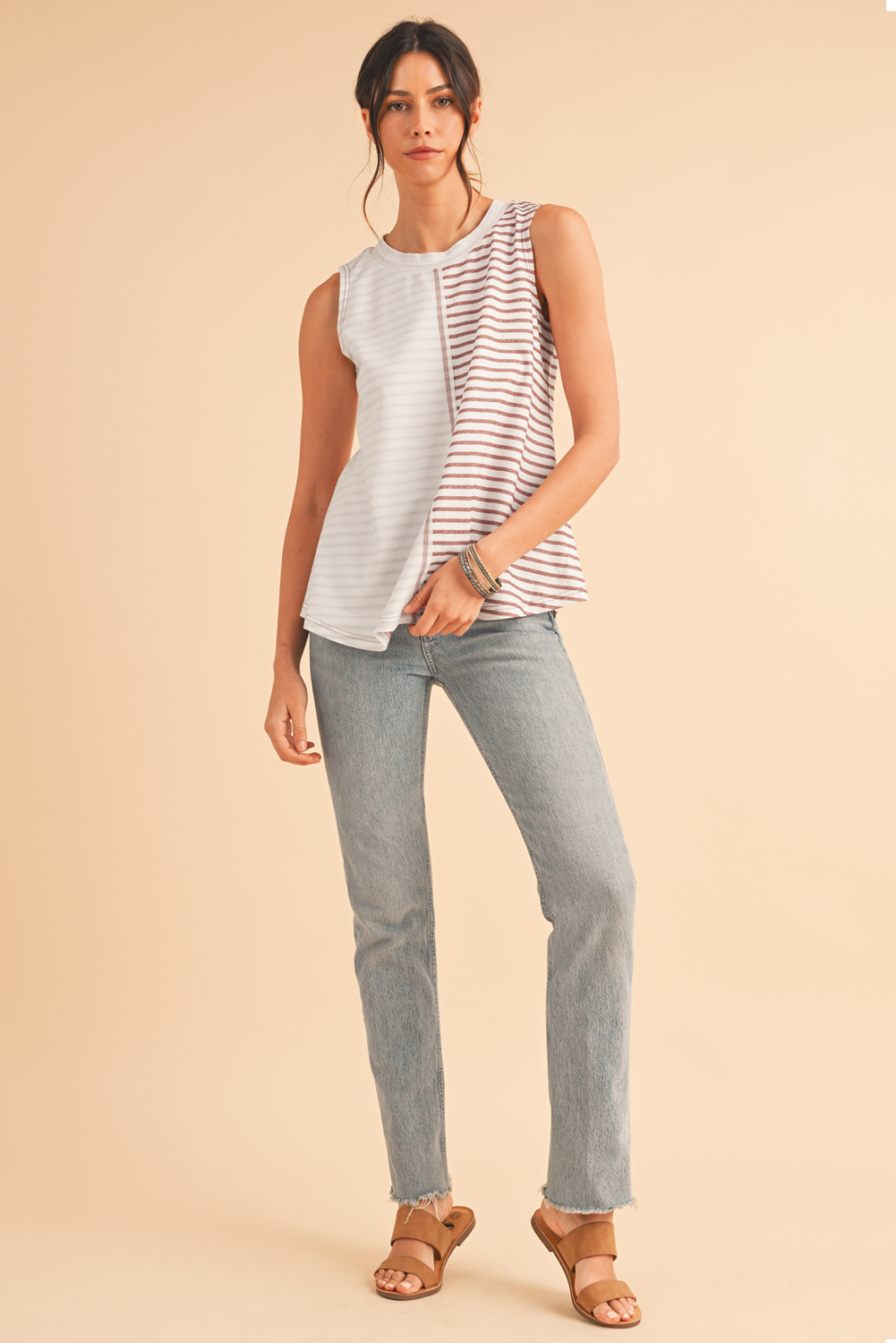 Black Floral Jacquard Square Neck Tank Top