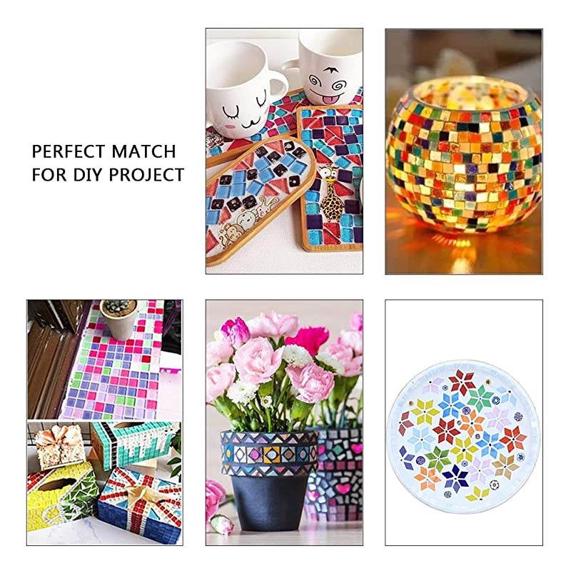 250g Square Ceramic Mosaic Tiles Pieces Chips Vases Picture Frames Flowerpots Mosaic Pieces for DIY Crafts Home Decoration Arts