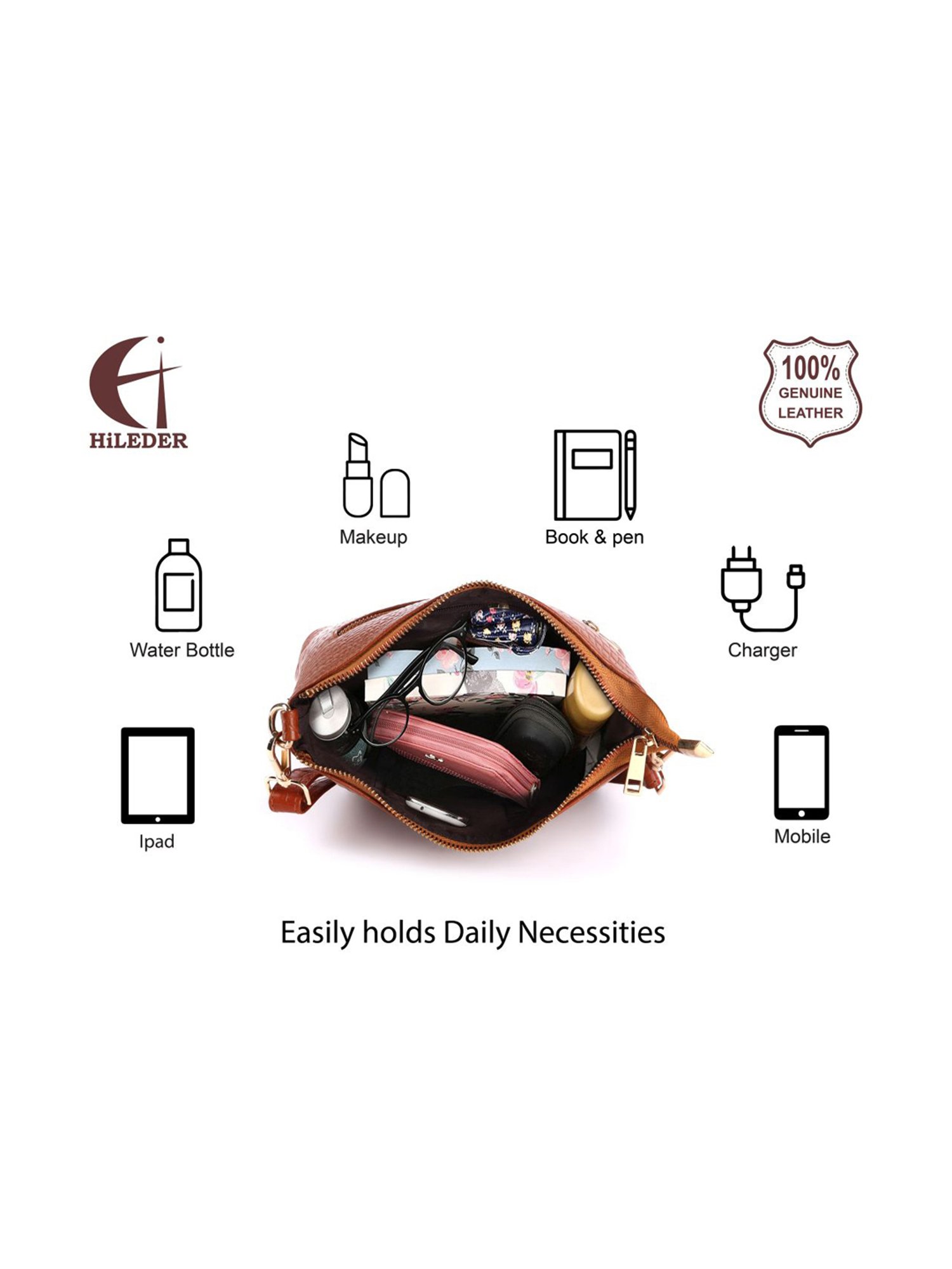 HiLEDER Tan Textured Medium Sling Handbag