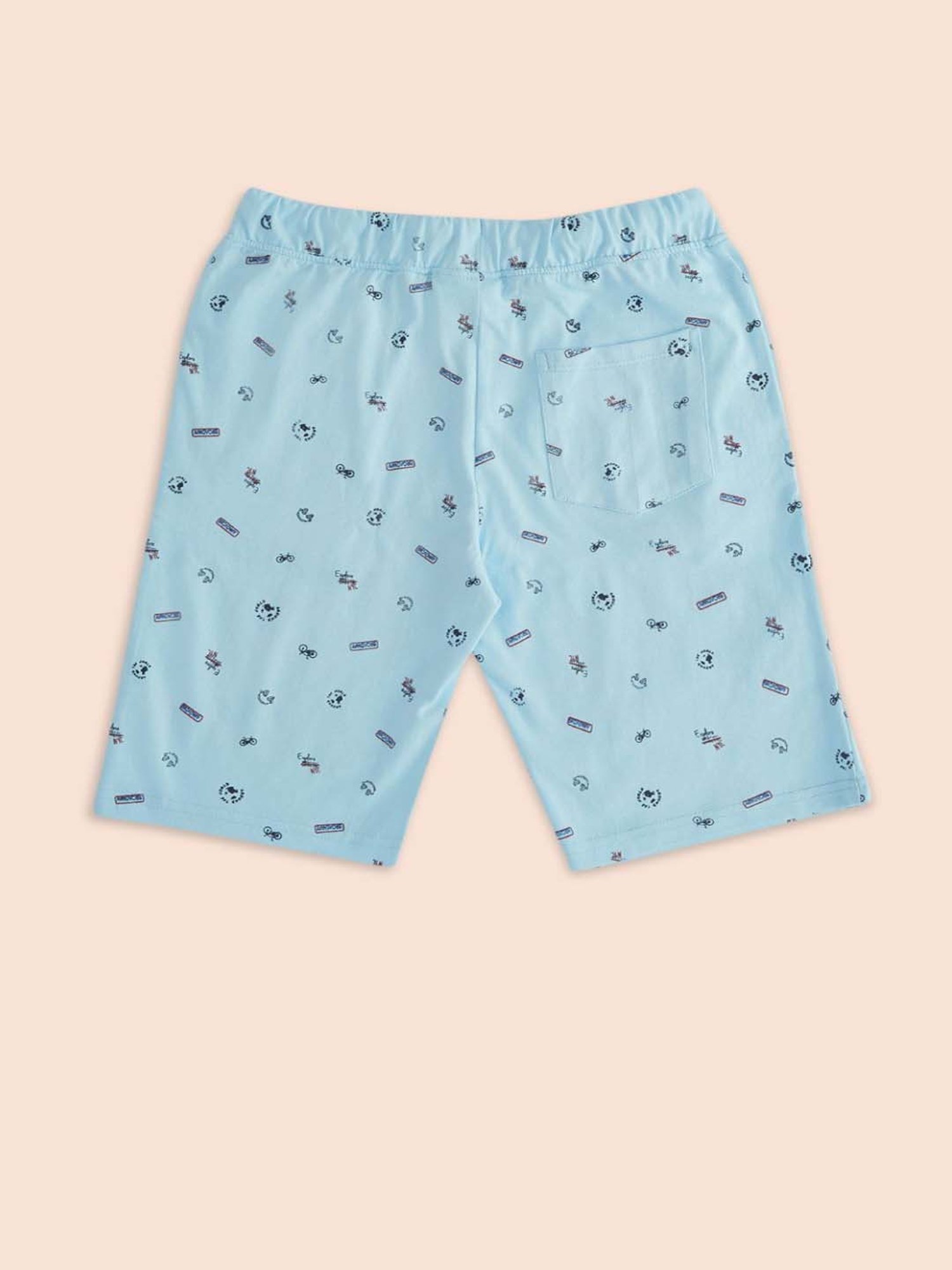 Pantaloons Baby Boys Blue & White Cotton Printed Shorts