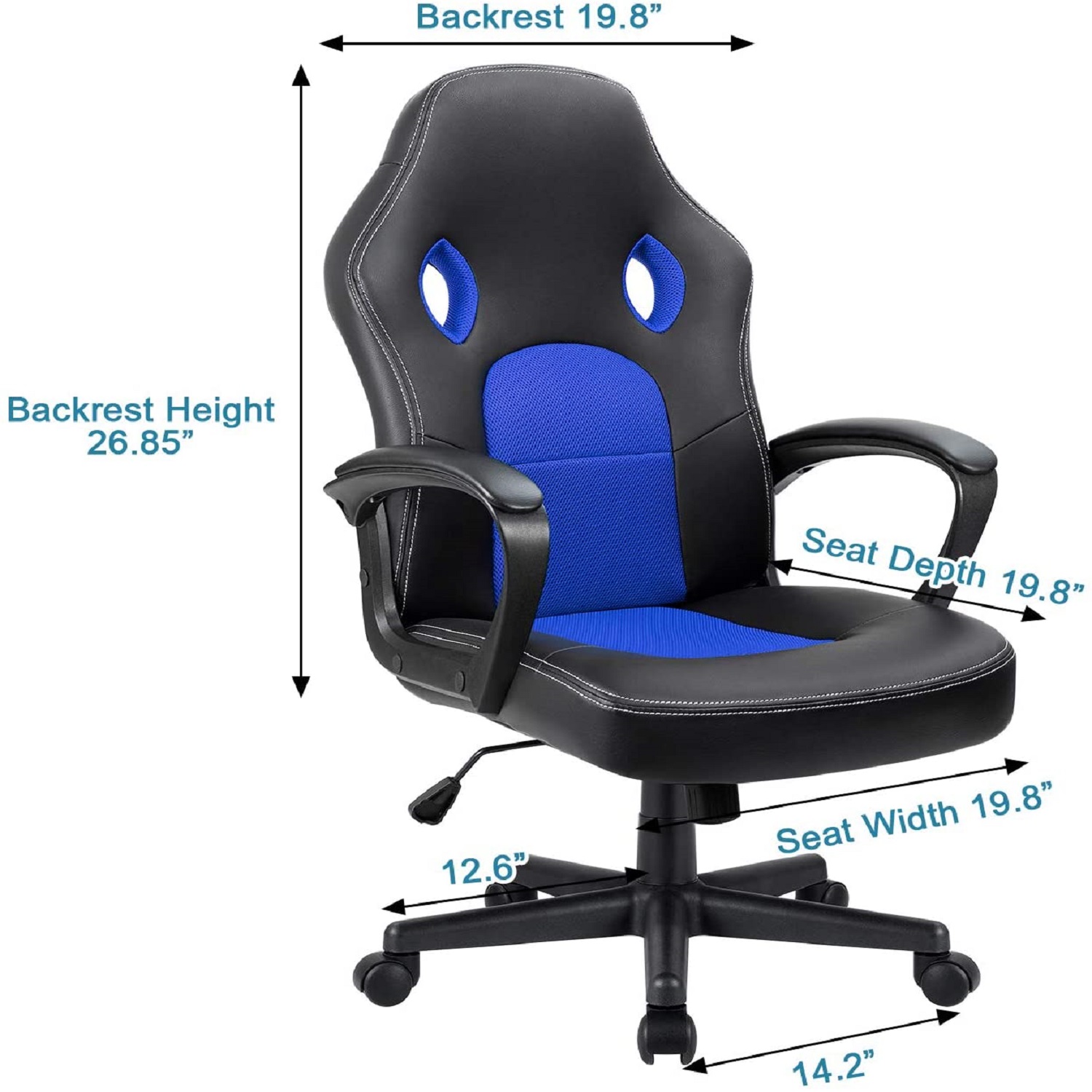 Furmax Office Desk Leather Gaming, High Back Ergonomic Adjustable Racing Task Swivel Executive Computer Chair Headrest and Lumbar Support (Black)