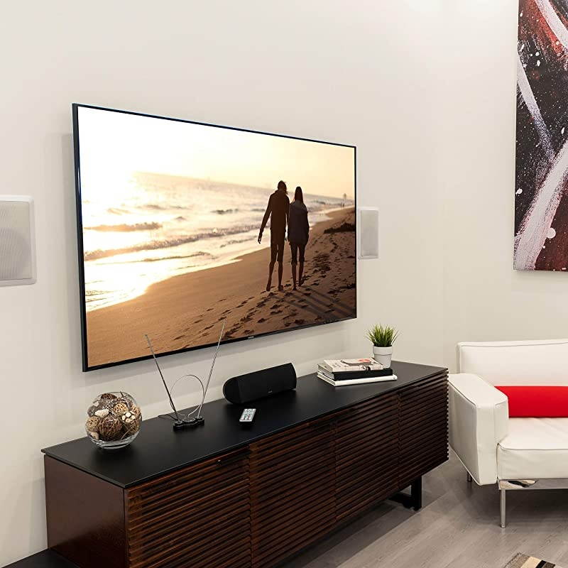 Traditional Rabbit Ears Indoor Black TV Antenna 15 inch Extendable Dipoles and Circular Loop Tabletop Antenna Digital HDTV Antenna Smart TV Compatible 4K 1080P VHF UHF Compact Design 33676