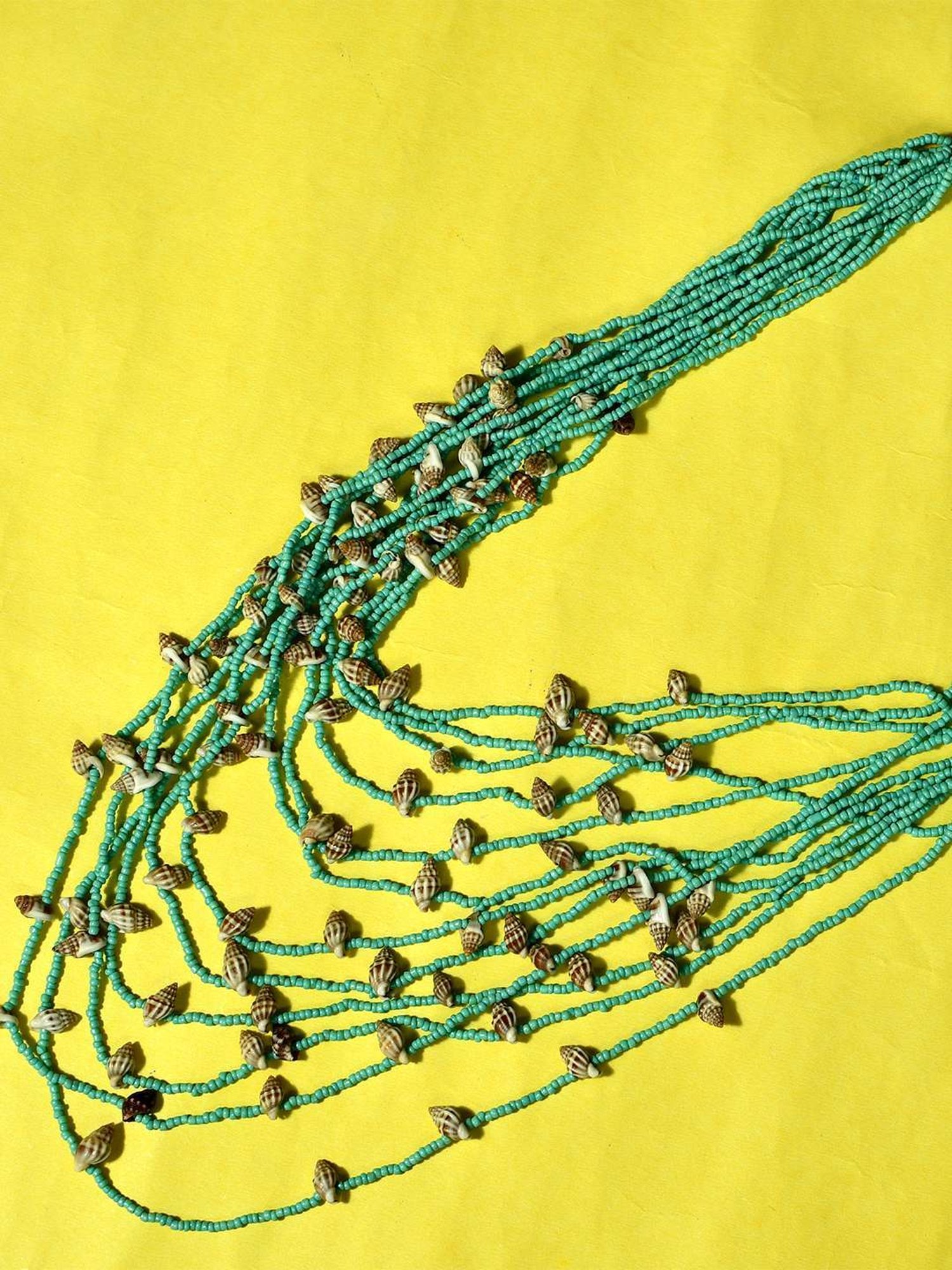 Imli Street Green Long Beaded Handcrafted Tribal Necklace