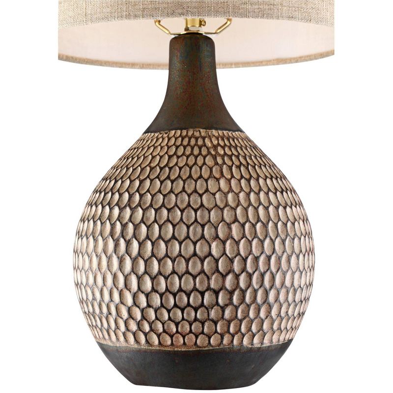 360 Lighting Emma Brown Ceramic Mid-Century Table Lamp with Table Top Dimmer