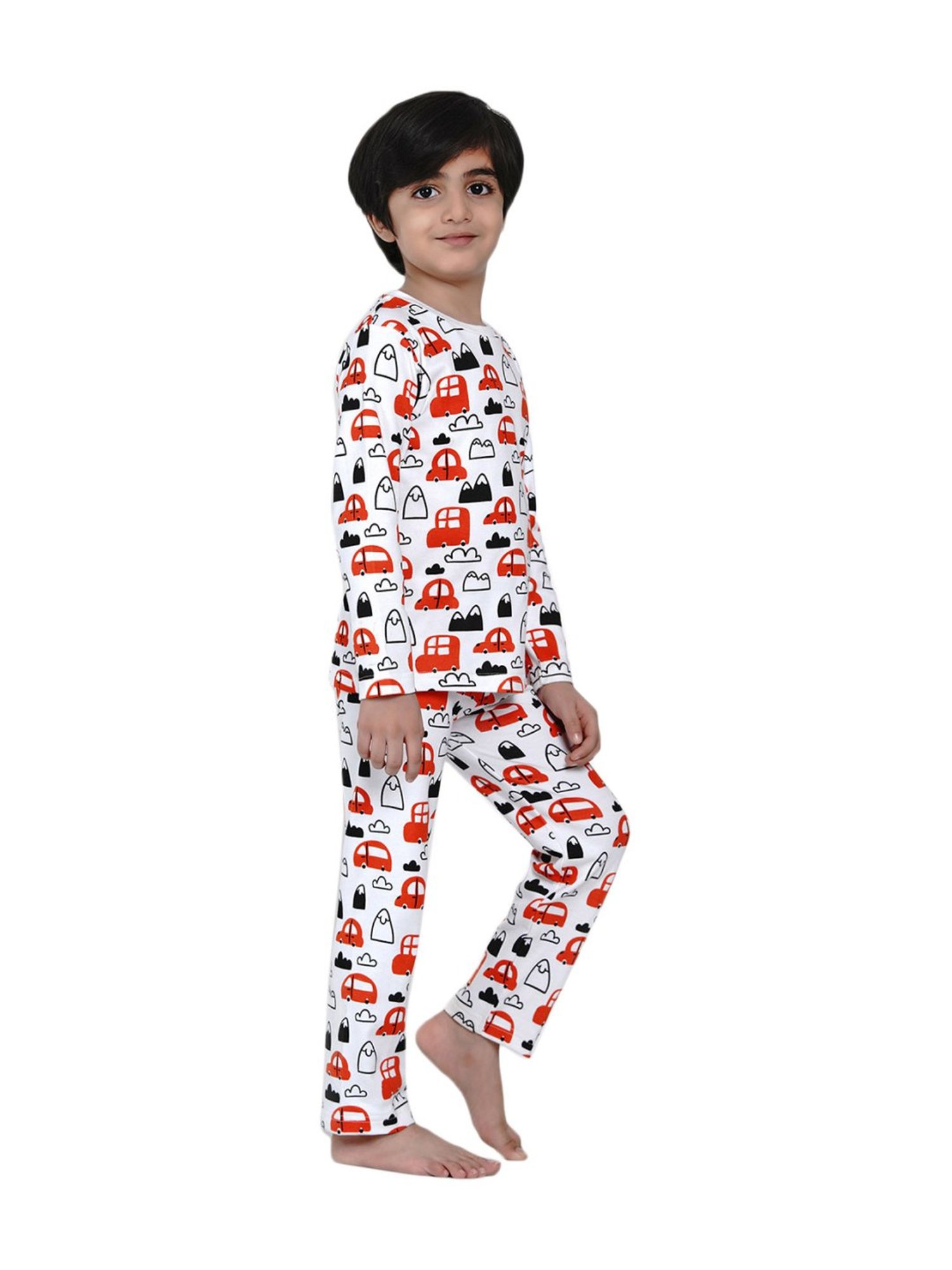 Berrytree Organic Boys Red Cotton Cars Print Night Suits