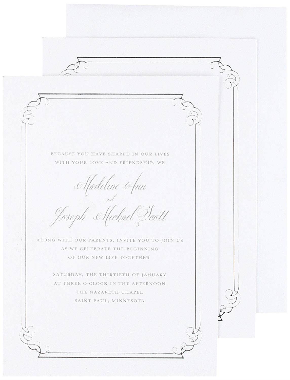 Silver Foil Ornate Border Print at Home Invitation Kit