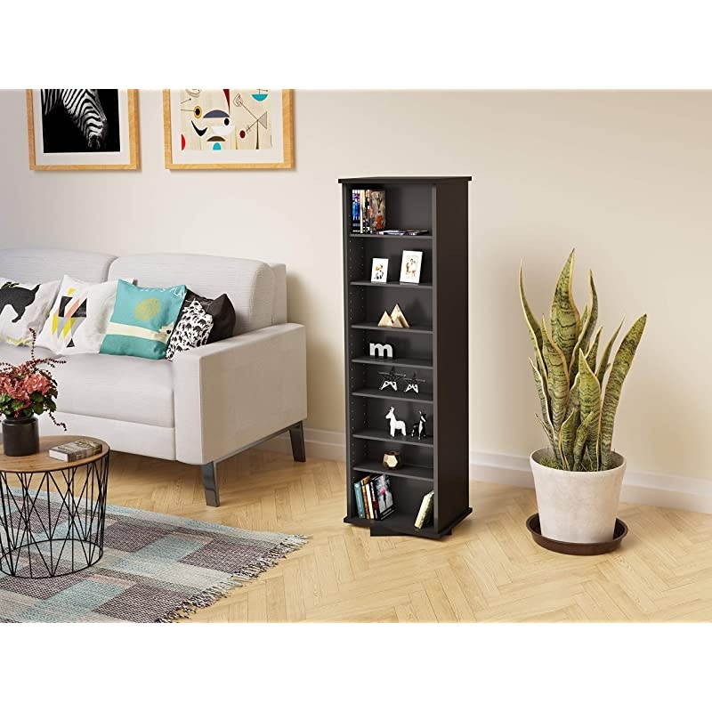Two-Sided Spinning Tower Storage Cabinet, Black