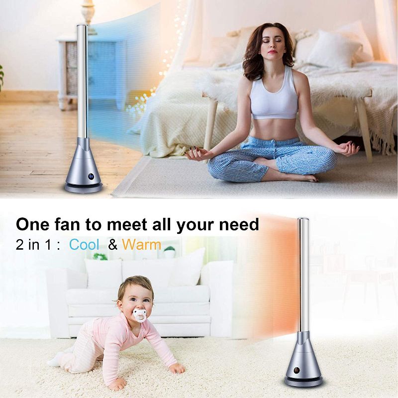 Geek Aire BF3 9 Speed Whisper Quiet Bladeless Oscillating Remote Controlled Smart Hot and Cold Fan with Programmable Timer