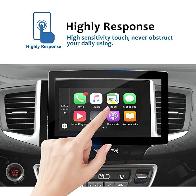 Car Navigation Screen Protector for Pilot 8-Inch 2016-2018,Tempered Glass 9H Hardness Audio Infotainment Display Center Touch Protective Film Scratch-Resistant
