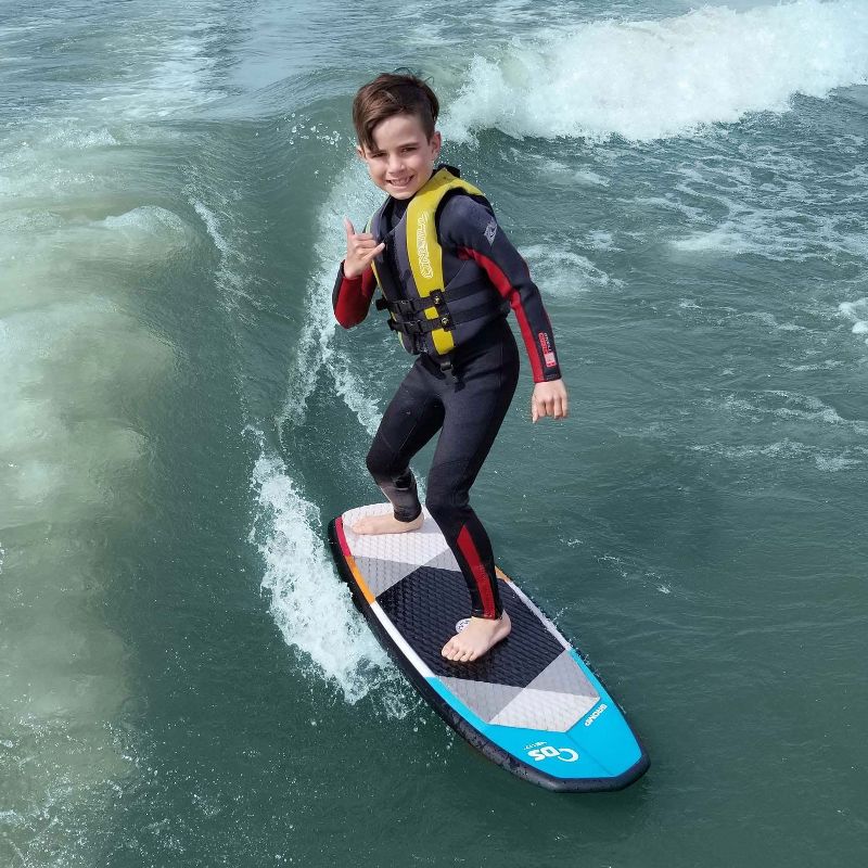 Driftsun 3 Foot 9 Inch Beginner to Intermediate Wave Riding Children Gromp Wakesurf Board with 3 Removable FCS Style Fins Double Concave Base