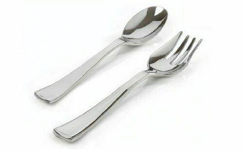 Fineline Settings 3 Count Utensils-Bagged Serving Set, Silver