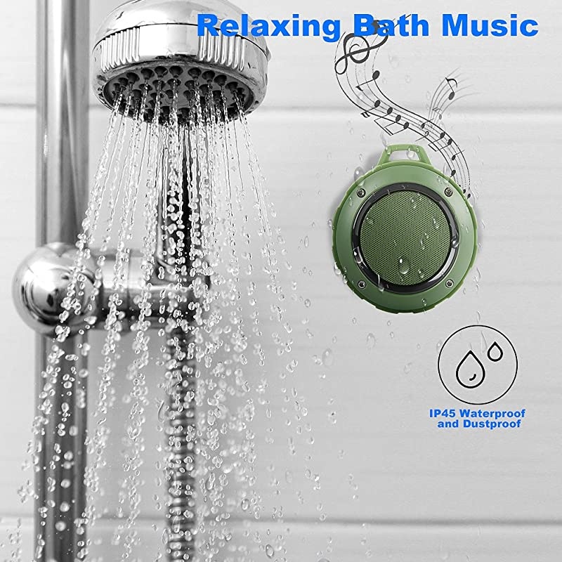 Outdoor Waterproof Bluetooth Speaker Wireless Portable Mini Travel Speaker with Subwoofer Enhanced Bass Built in Mic for Sports Pool Beach Hiking Camping Green