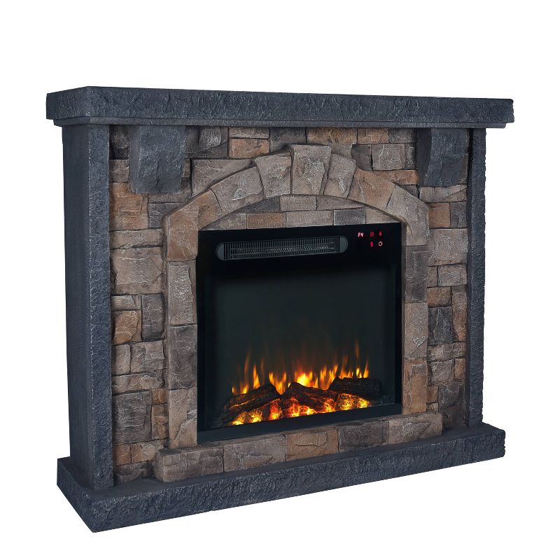 45" Freestanding Electric Fireplace Pewter - Home Essentials