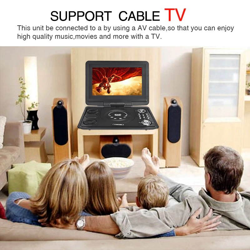 DVD Player 13 inch HD Portable Mobile Digital Multimedia Player TV EVD Radio SD Card U Disk MPEG MPEG4 VCD Play Game DVD Player