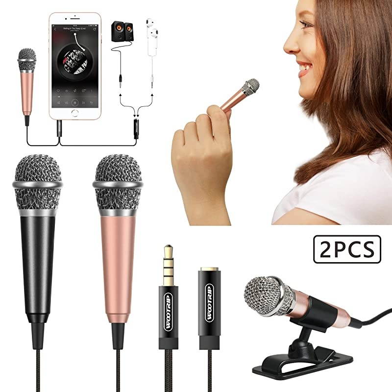 2PCS] Mini Karaoke Microphone,  Mini Voice Recording Microphone Portable Karaoke Mic for Singing, Recording, Voice Recording
