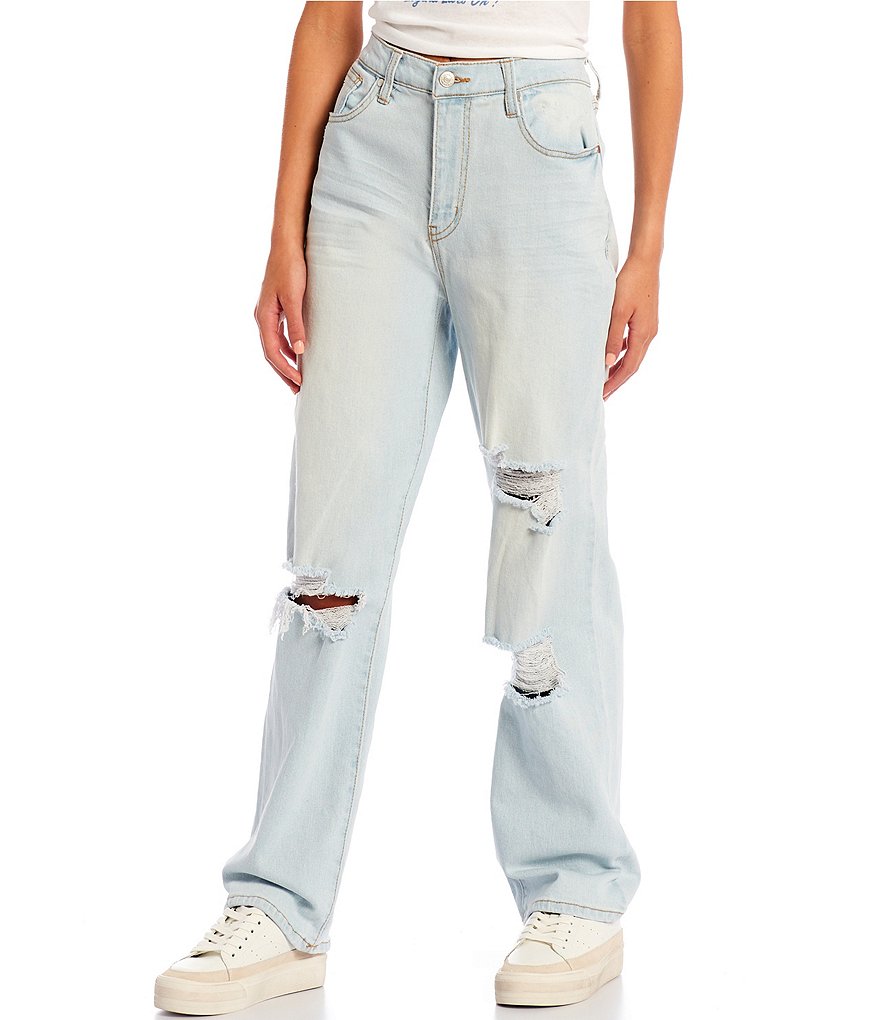 Celebrity Pink Shadow Knee Mid Rise Straight Jeans