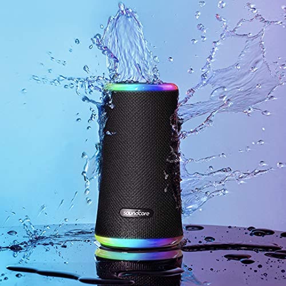 Anker Soundcore Flare 2 Bluetooth Speaker, with IPX7 Waterproof Protection and 360&deg; Sound for Backyard and Beach Party, 20W Wireless Speaker with PartyCast, EQ Adjustment, and 12-Hour Playtime, Black