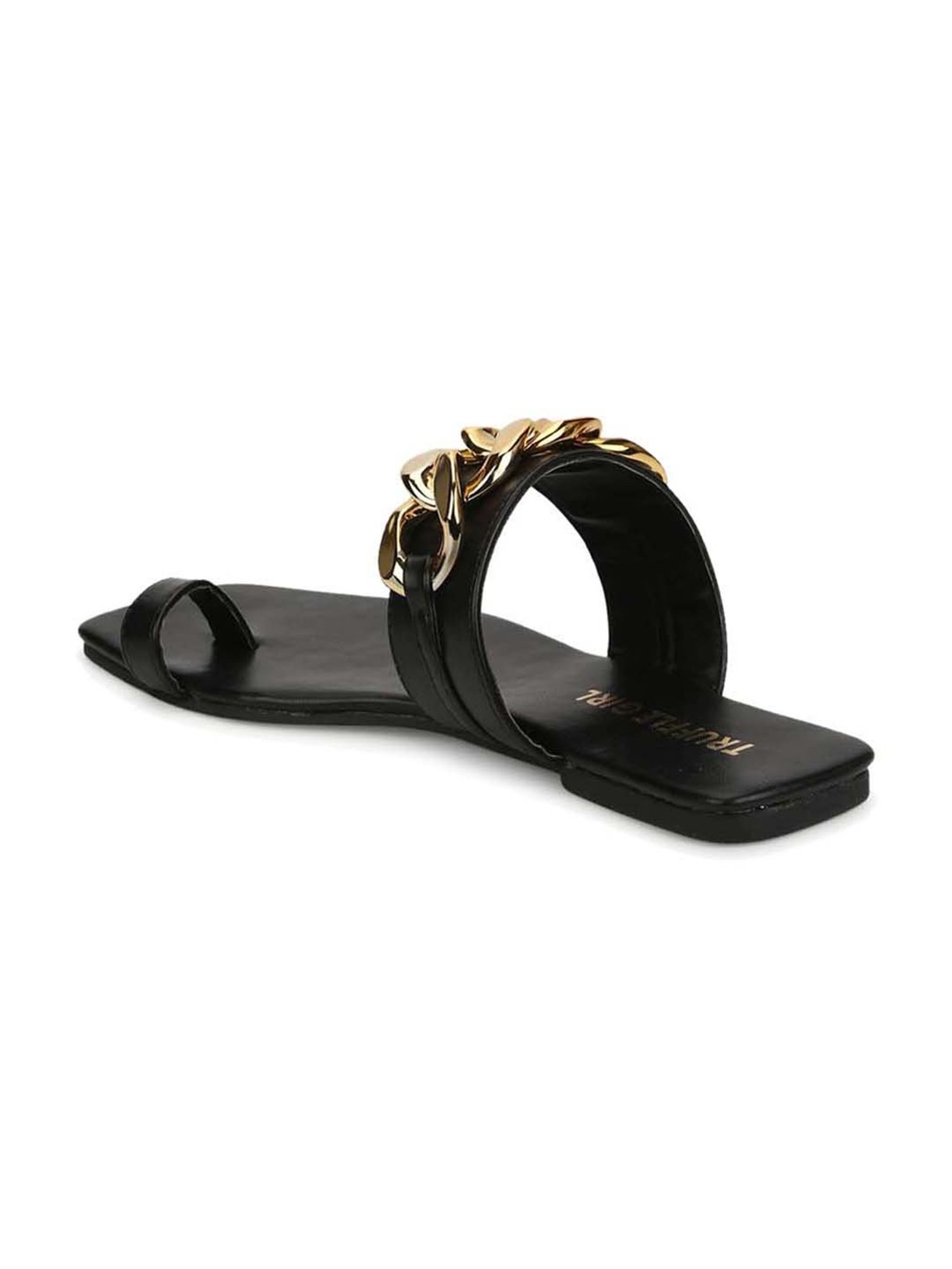 Truffle Girl by Truffle Collection Women's Black Toe Ring Sandals
